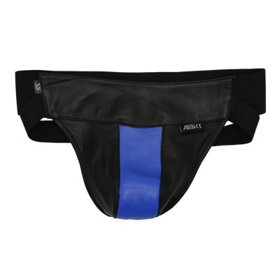 Addikt Leather Jockstrap: Black & Blue