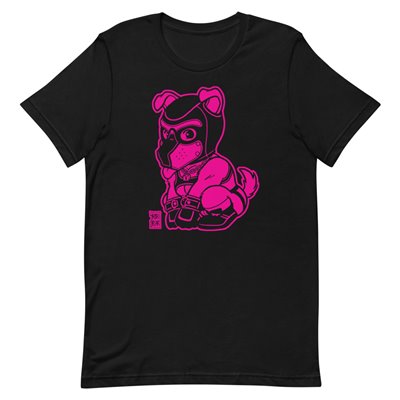 Playful Puppy - Pink Lineart - Short-Sleeve Unisex T-Shirt