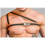 MASKULO - Asymmetrical One Shoulder Rubber Harness Neon Orange