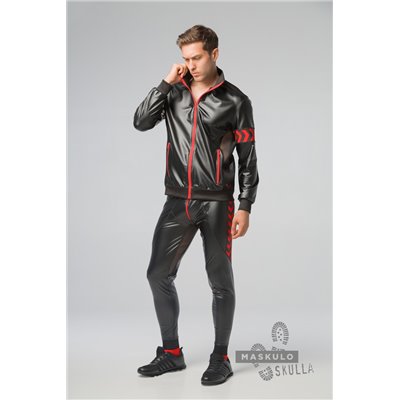 MASKULO - Men’s Fetish Leatherette Jacket Red