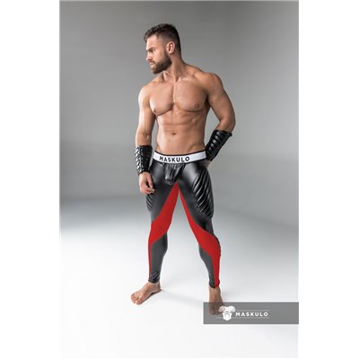 MASKULO - Men's Fetish Leggings Codpiece Zipped Rear Red