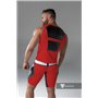 MASKULO - Men's Fetish Shorts Codpiece Zippered rear Full Thigh Pads Red