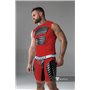 MASKULO - Men's Fetish Shorts Codpiece Zippered rear Full Thigh Pads Red