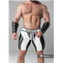 MASKULO - Men's Fetish Shorts Codpiece Zippered rear Full Thigh Pads White