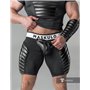 MASKULO - Men's Fetish Shorts Codpiece Zippered rear Full Thigh Pads Black
