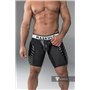 MASKULO - Men's Fetish Shorts Codpiece Zippered rear Full Thigh Pads Black