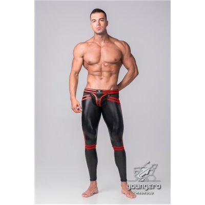 MASKULO - Men's Fetish Leggings Codpiece Zippered Rear Red