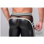 MASKULO - Men's Fetish Leggings Codpiece Zippered Rear Neon White