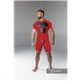 MASKULO - Armored Men's Fetish T-Shirt Spandex Front Pads Red