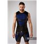 MASKULO - Color-Under Men's Fetish Tank Top Front Pads Royal Blue