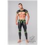 MASKULO - Men's Fetish Crop Top Mesh Sleeves Neon Green