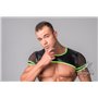 MASKULO - Men's Fetish Crop Top Mesh Sleeves Neon Green