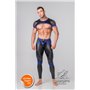 MASKULO - Men's Fetish Crop Top Mesh Sleeves Royal Blue