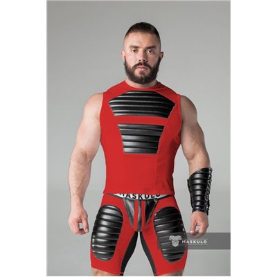 MASKULO - Men's Fetish Tank Top Spandex Front Pads Red
