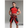 MASKULO - Men's Fetish Top Spandex Shoulder Lacing Red