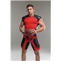 MASKULO - Men's Fetish Top Spandex Shoulder Lacing Red