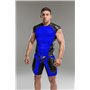 MASKULO - Men's Fetish Top Spandex Shoulder Lacing Royal Blue