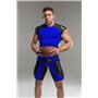 MASKULO - Men's Fetish Top Spandex Shoulder Lacing Royal Blue