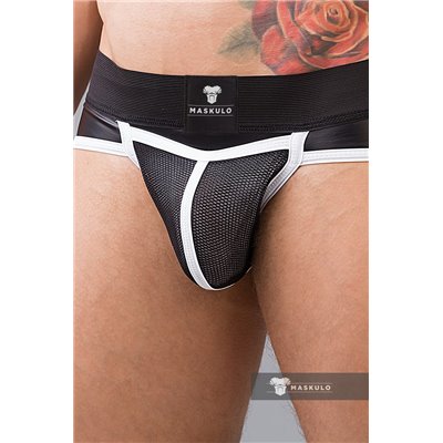 MASKULO - Briefs Mesh Codpiece Zippered Rear White