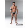 MASKULO - Rubber look Briefs Detachable pouch Zippered rear Black