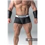 MASKULO - Rubber Look Trunks Detachable Pouch Black