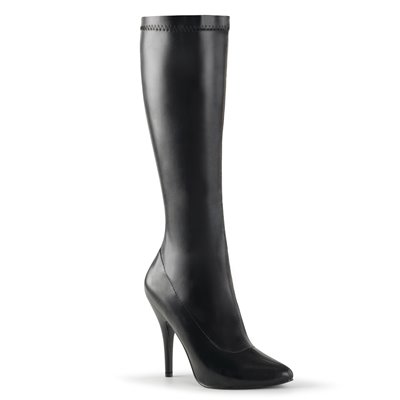 Seduce Stretch Knee Boot Faux Black 5" Heel