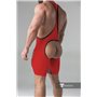 MASKULO - Wrestling Singlet Codpiece Open Rear Thigh Pads Red