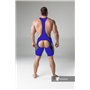 MASKULO - Wrestling Singlet Codpiece Open rear full thigh Pads Royal blue