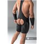 MASKULO - Wrestling Singlet Codpiece Open rear full thigh Pads Black