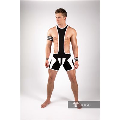 MASKULO - Wrestling Singlet Codpiece Open Rear White