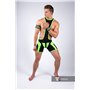 MASKULO - Men's Fetish Wrestling Singlet Codpiece Zippered rear Neon Green