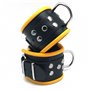 Leather handcuff - Black/Yellow