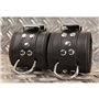 Leather handcuff - Padding - Black/Black