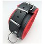 Leather collar - padding - 3D ring - Black/Red