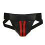 Addikt Leather Jockstrap Zip: Black & Red