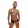 Addikt Leather Jockstrap: Black & Yellow