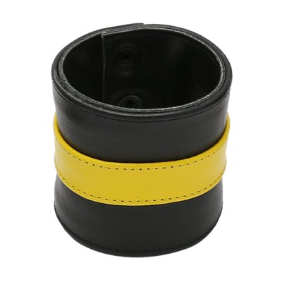 Addikt Smooth Leather Wristwallet: Black & Yellow